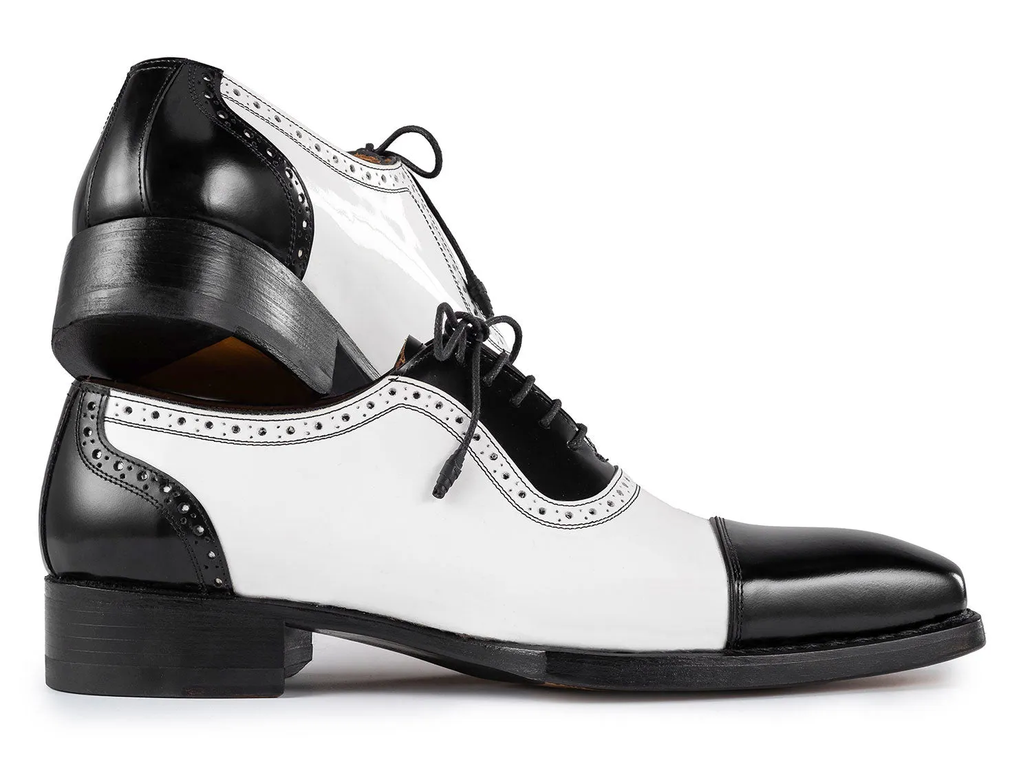 Paul Parkman Schuhe Paul Parkman Herren Goodyear durchgenähte Cap-Toe Oxfords in Schwarz & Weiß