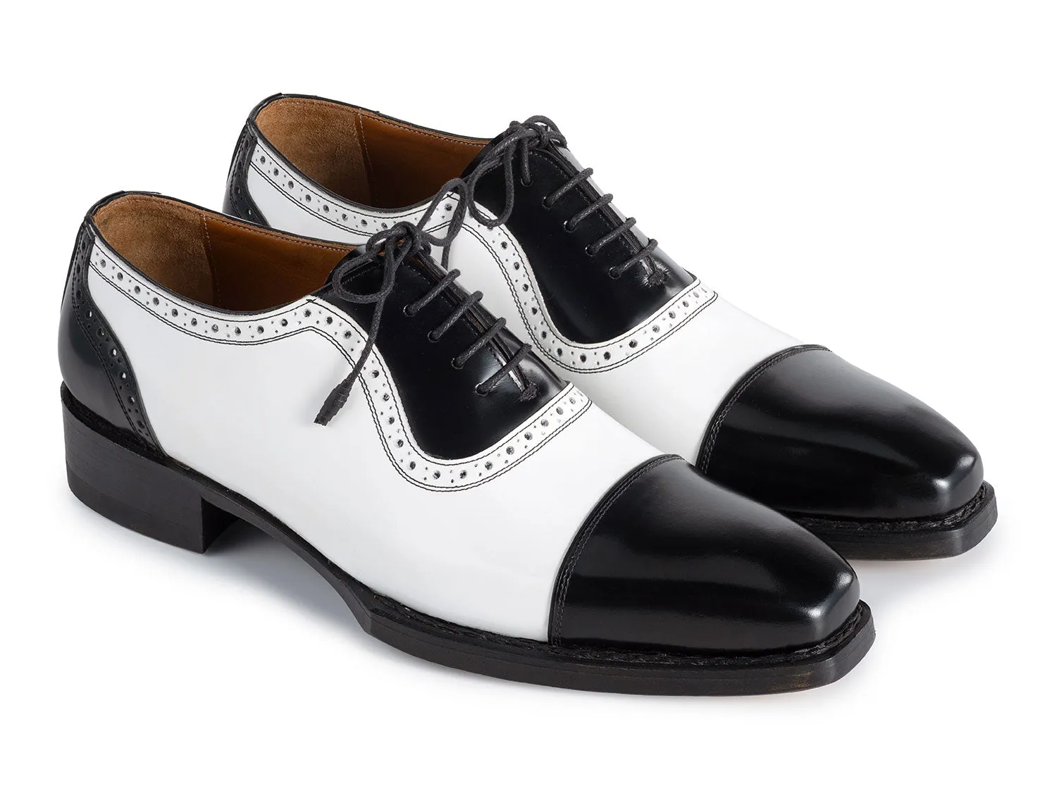 Paul Parkman Schuhe Paul Parkman Herren Goodyear durchgenähte Cap-Toe Oxfords in Schwarz & Weiß