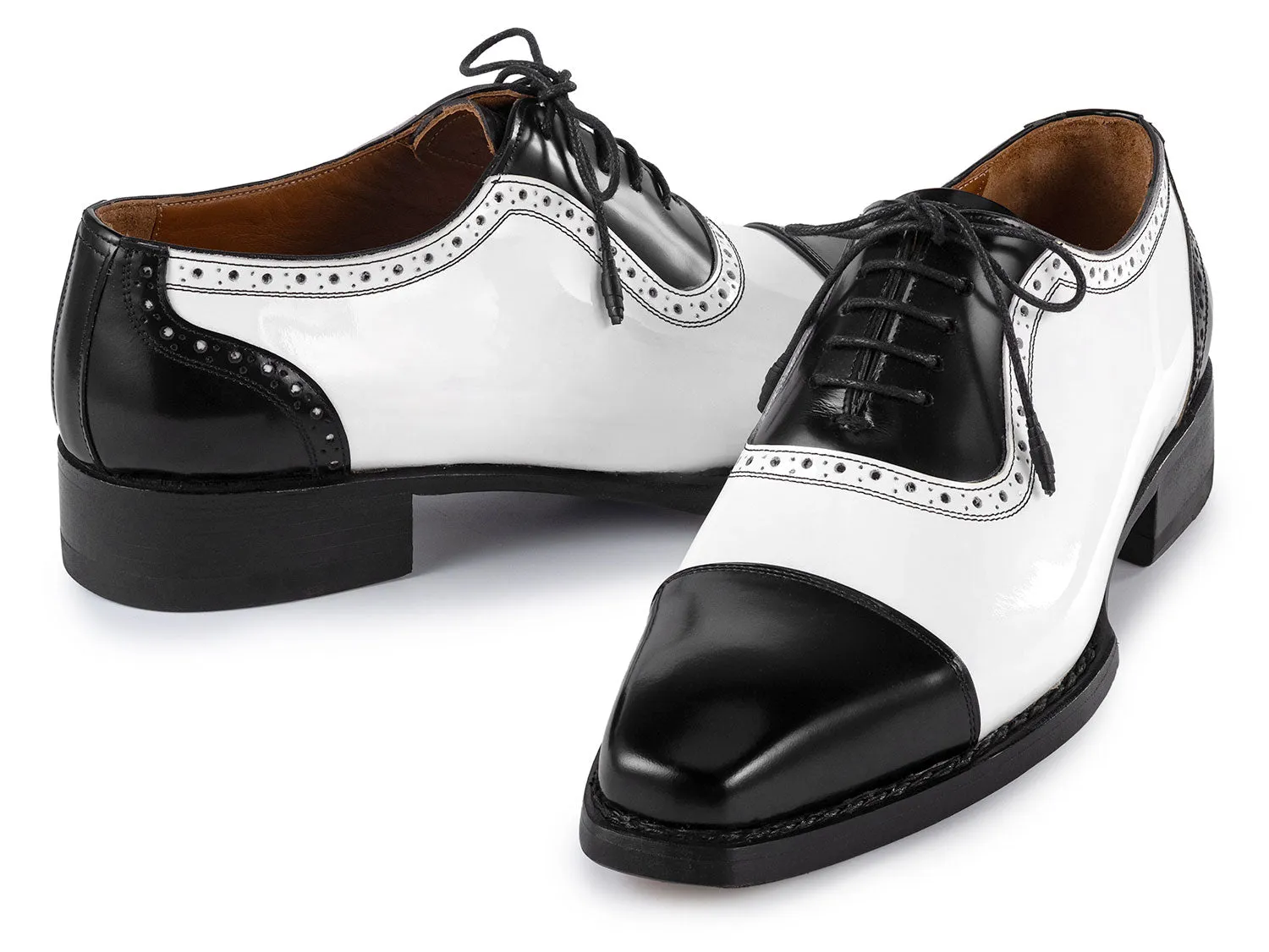 Paul Parkman Schuhe Paul Parkman Herren Goodyear durchgenähte Cap-Toe Oxfords in Schwarz & Weiß