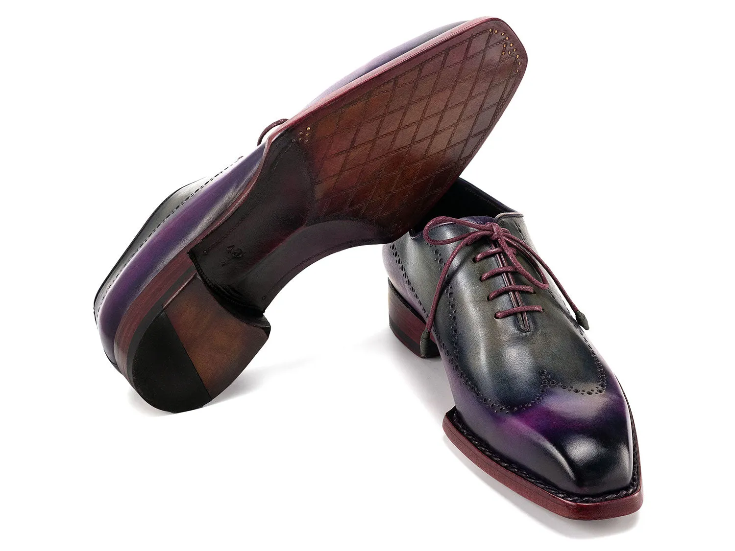 Paul Parkman Schuhe Paul Parkman Herren Goodyear-Beschlagene Wingtip Oxfords in Lila & Grau