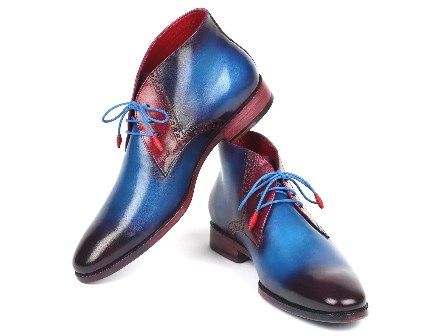 Paul Parkman Schuhe Paul Parkman Herren-Leder-Chukka-Stiefel in Blau & Lila