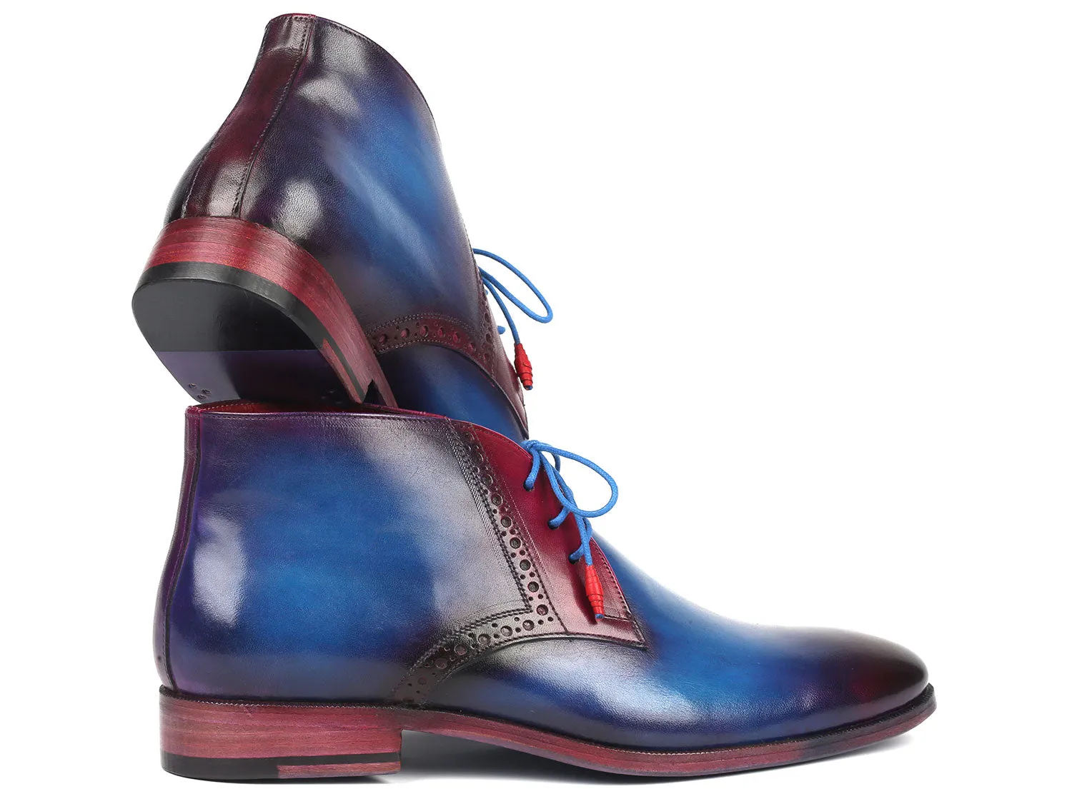 Paul Parkman Schuhe Paul Parkman Herren-Leder-Chukka-Stiefel in Blau & Lila