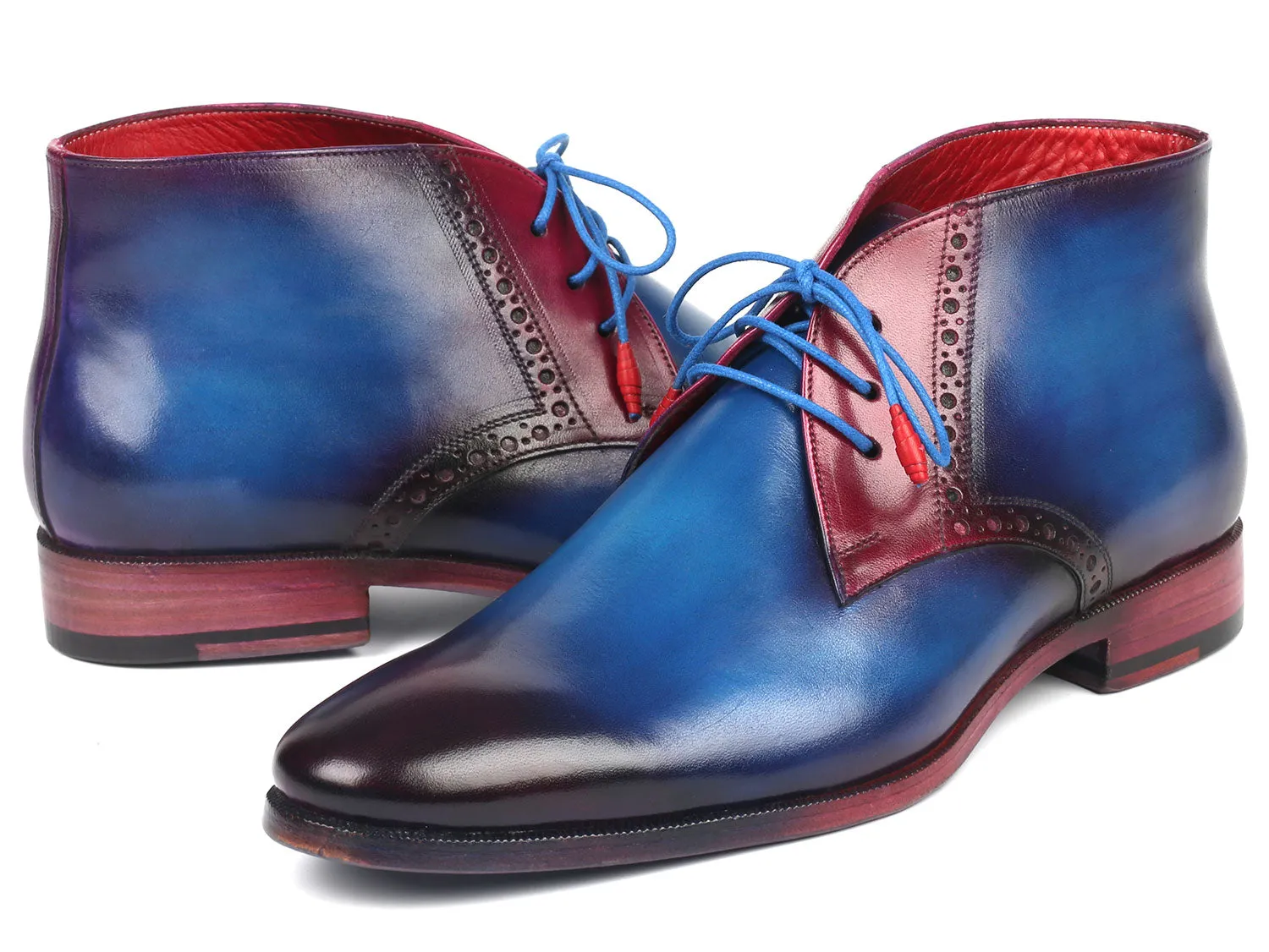 Paul Parkman Schuhe Paul Parkman Herren-Leder-Chukka-Stiefel in Blau & Lila