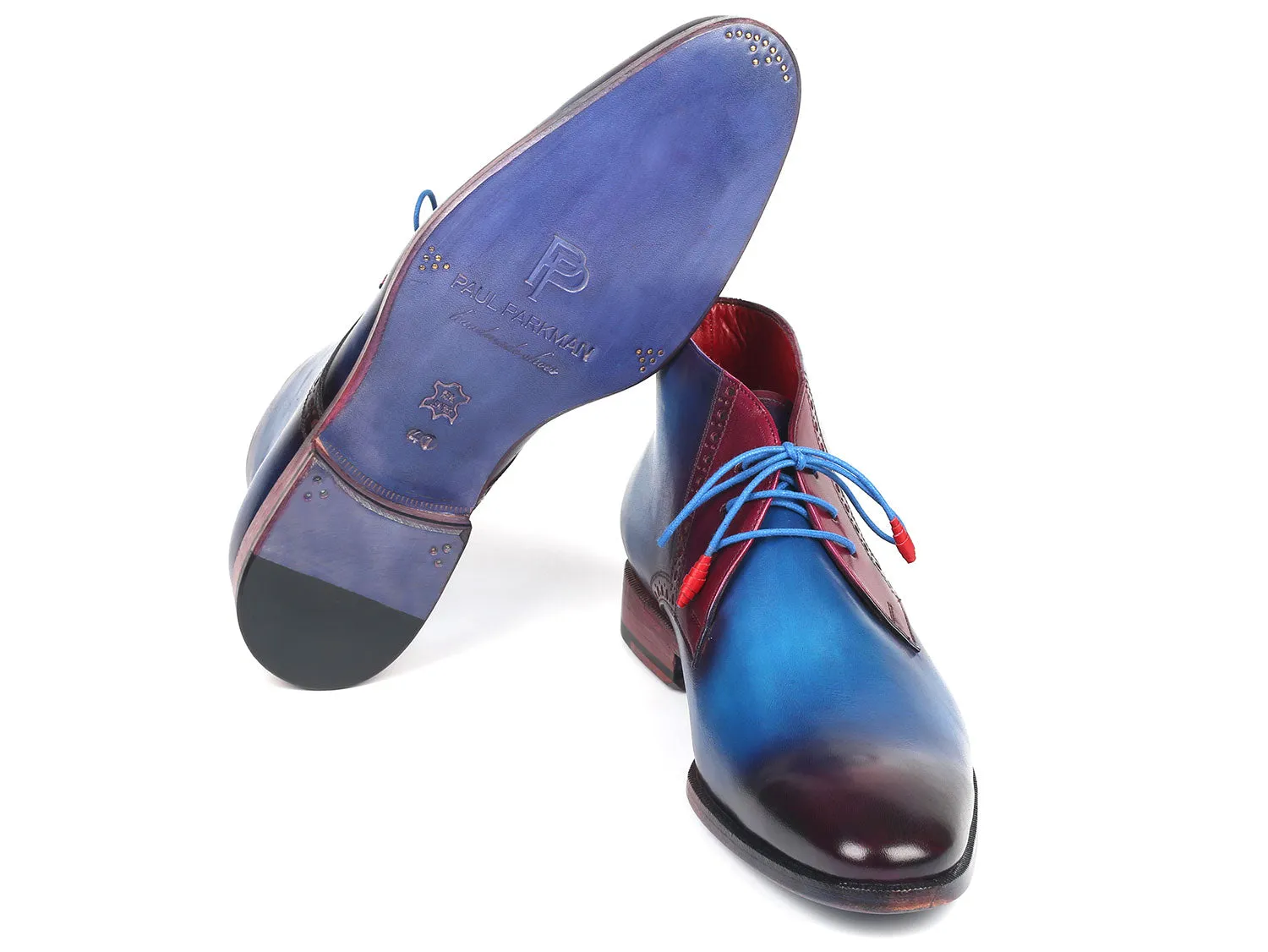 Paul Parkman Schuhe Paul Parkman Herren-Leder-Chukka-Stiefel in Blau & Lila