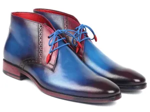 Paul Parkman Schuhe Paul Parkman Herren-Leder-Chukka-Stiefel in Blau & Lila