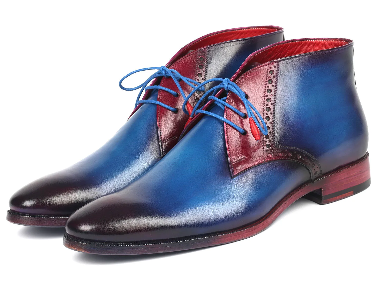 Paul Parkman Schuhe Paul Parkman Herren-Leder-Chukka-Stiefel in Blau & Lila