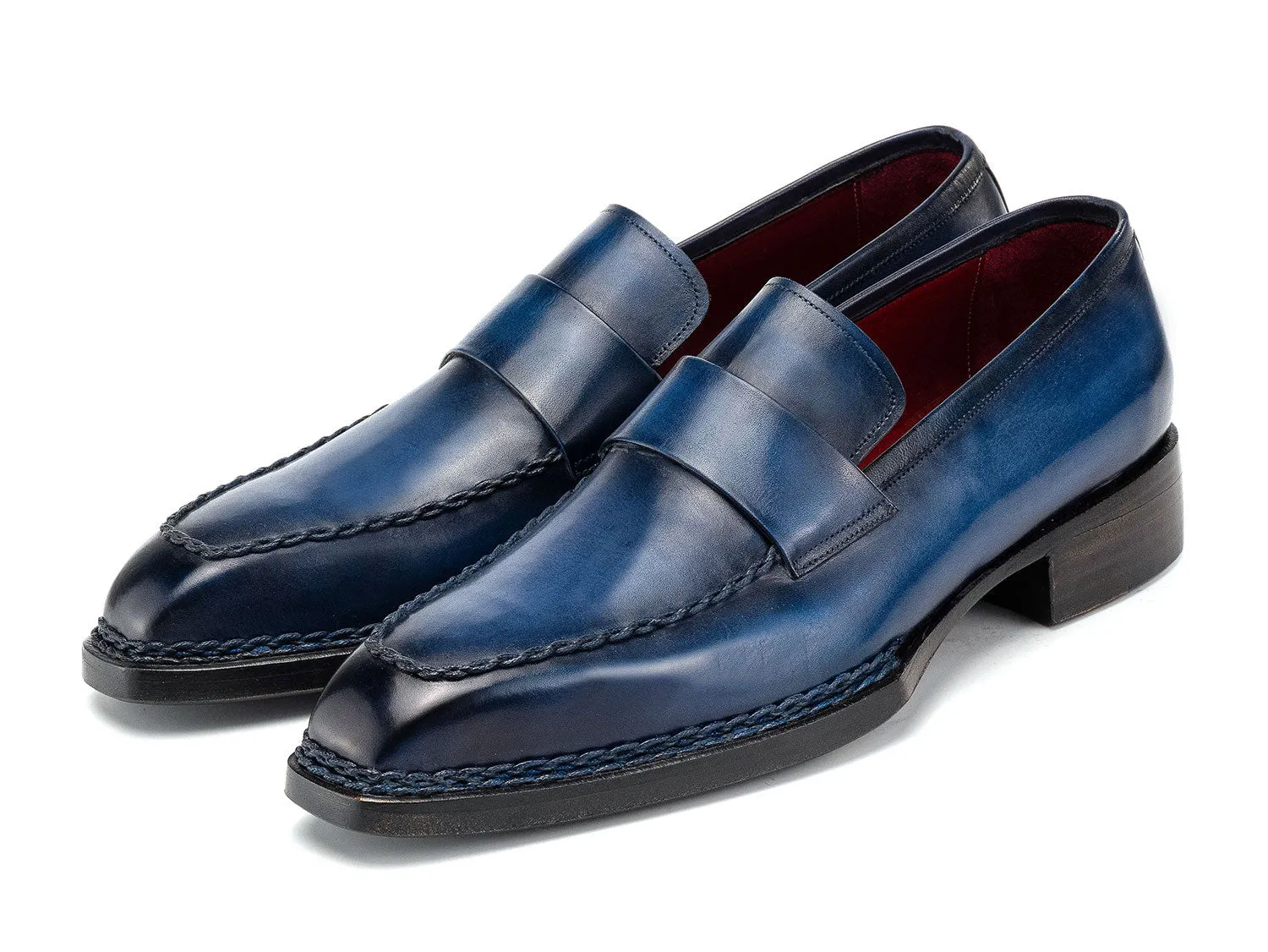 Paul Parkman Schuhe Paul Parkman Herren Norwegische Blakey-Loafer in Blau Patina