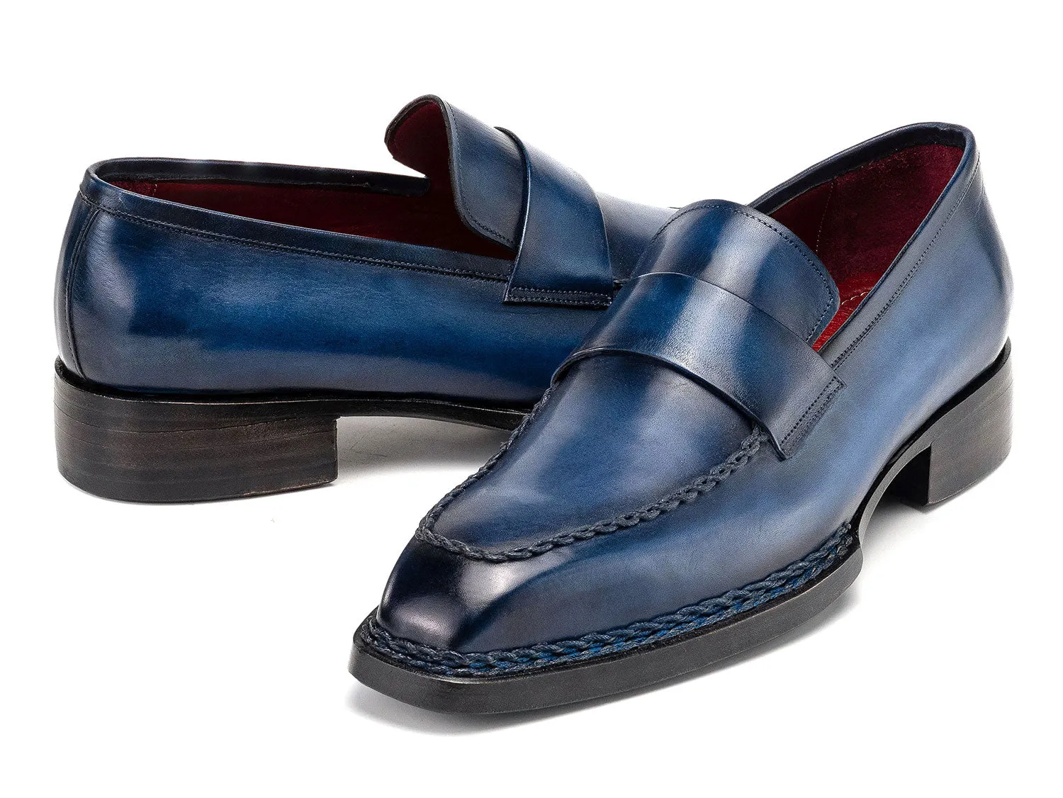 Paul Parkman Schuhe Paul Parkman Herren Norwegische Blakey-Loafer in Blau Patina