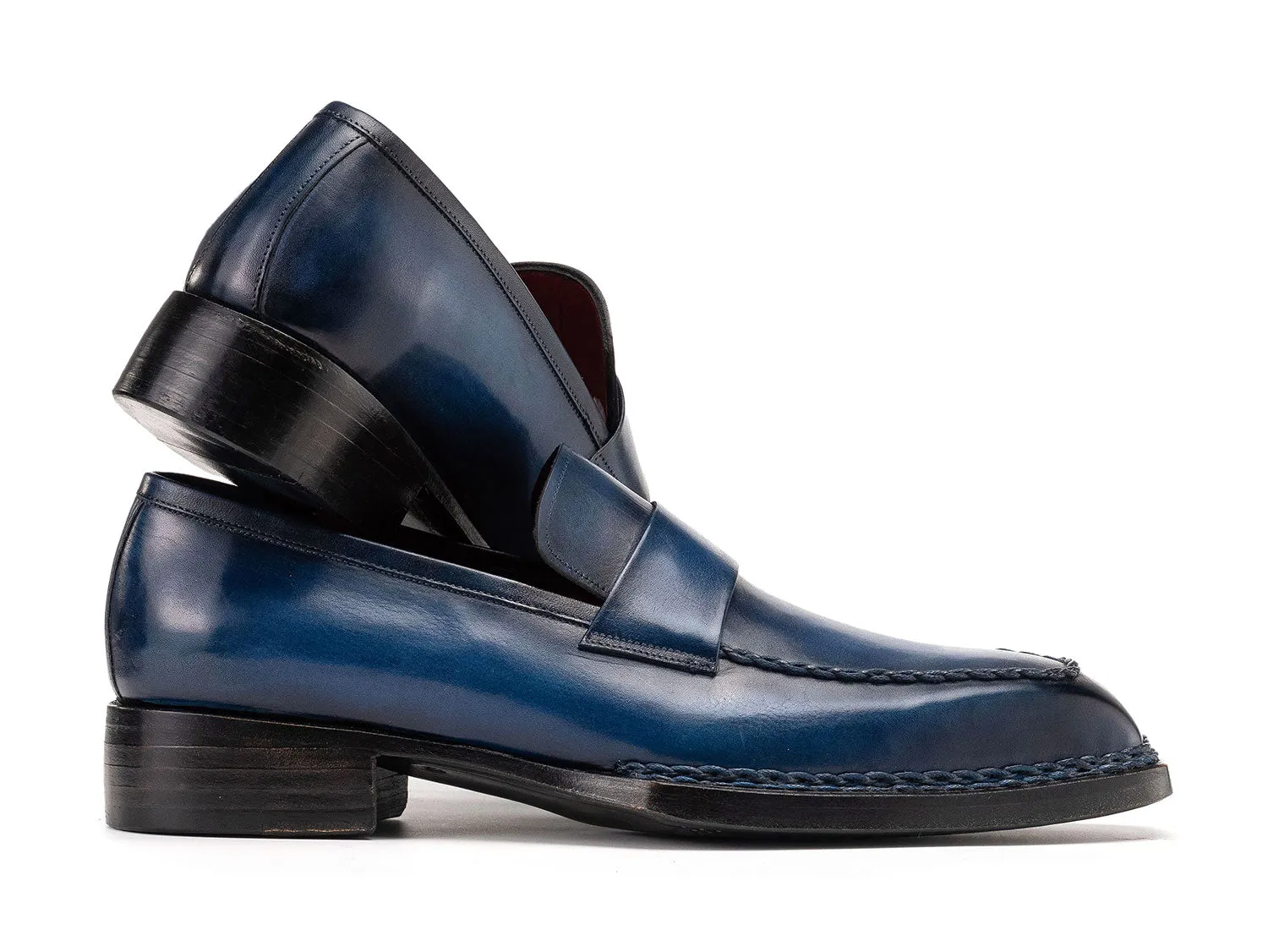 Paul Parkman Schuhe Paul Parkman Herren Norwegische Blakey-Loafer in Blau Patina