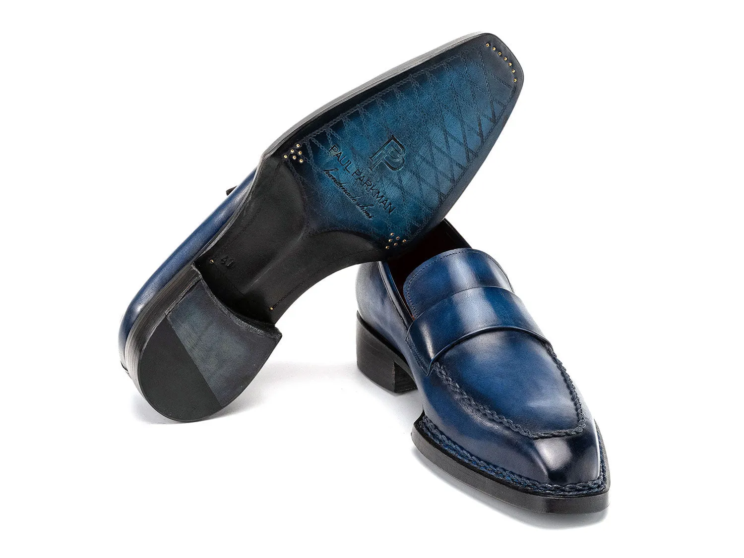 Paul Parkman Schuhe Paul Parkman Herren Norwegische Blakey-Loafer in Blau Patina