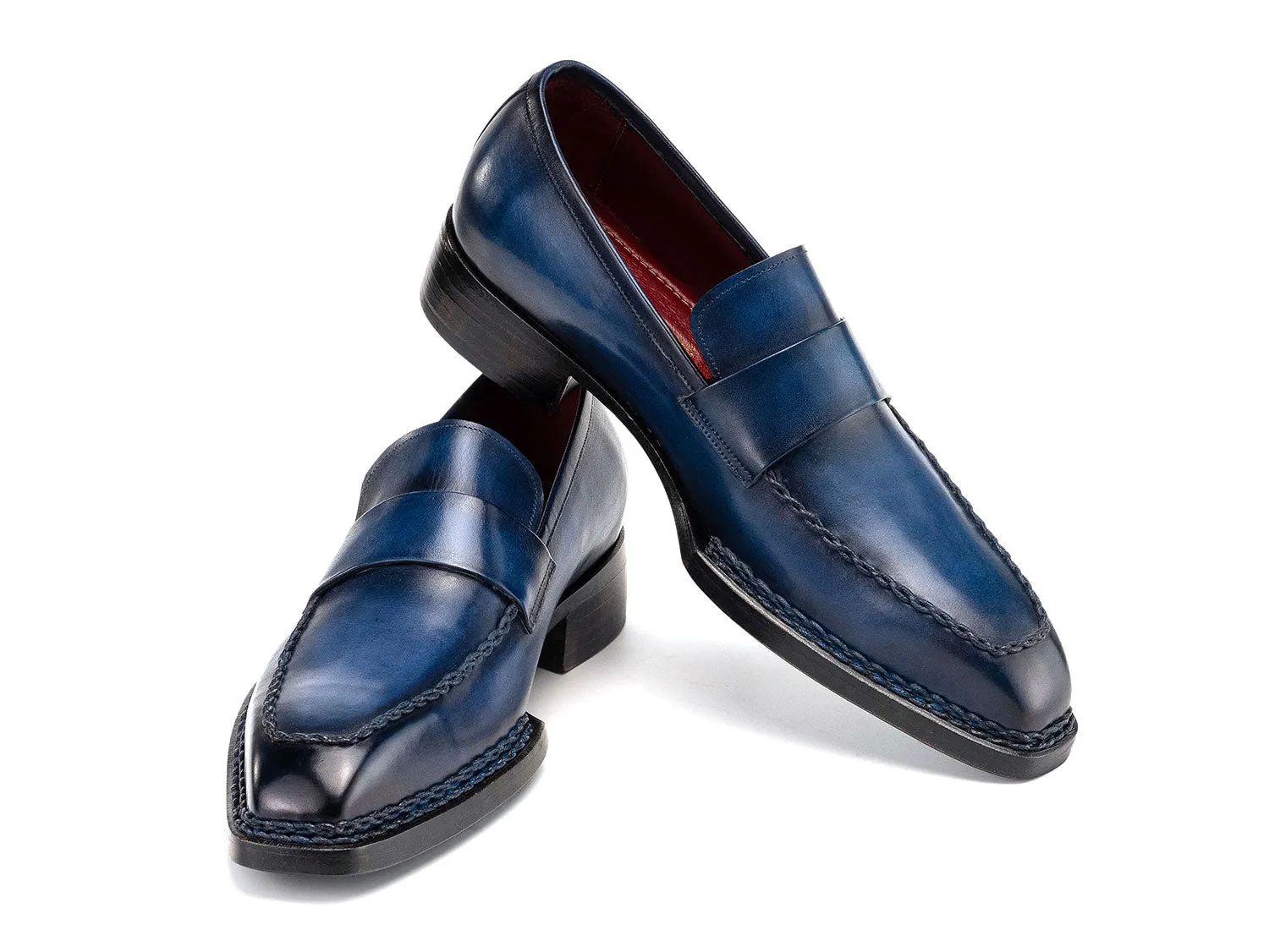 Paul Parkman Schuhe Paul Parkman Herren Norwegische Blakey-Loafer in Blau Patina