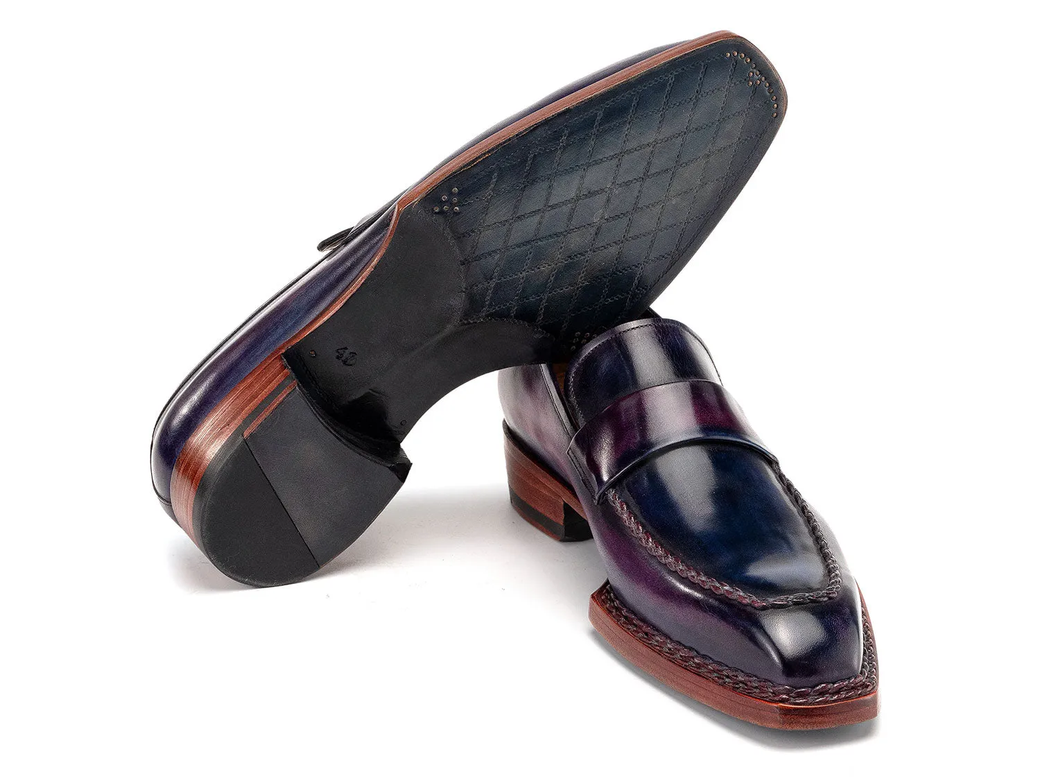 Paul Parkman Schuhe Paul Parkman Herren Norwegische Riemchenlofer in Purpur Patina