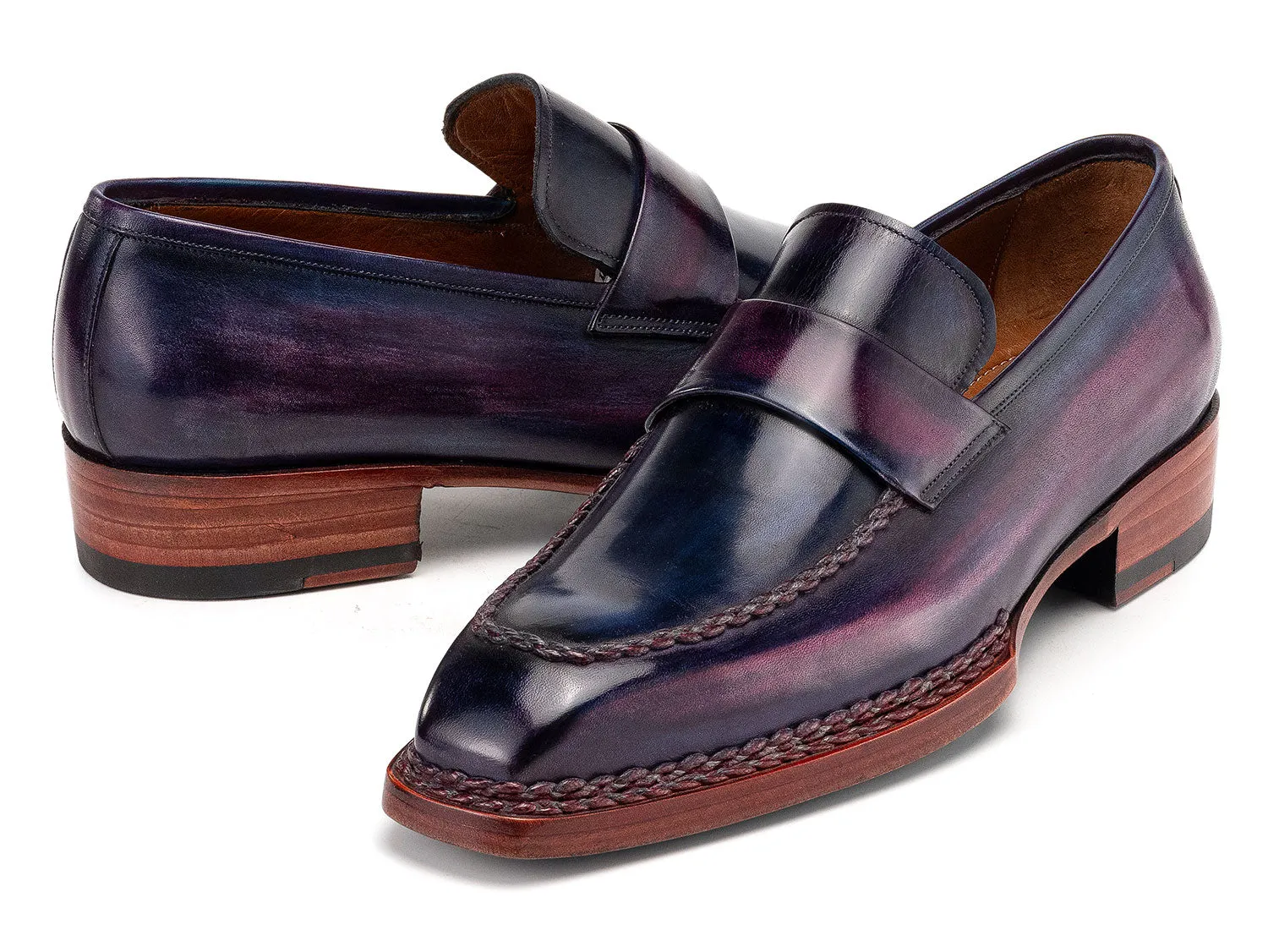 Paul Parkman Schuhe Paul Parkman Herren Norwegische Riemchenlofer in Purpur Patina
