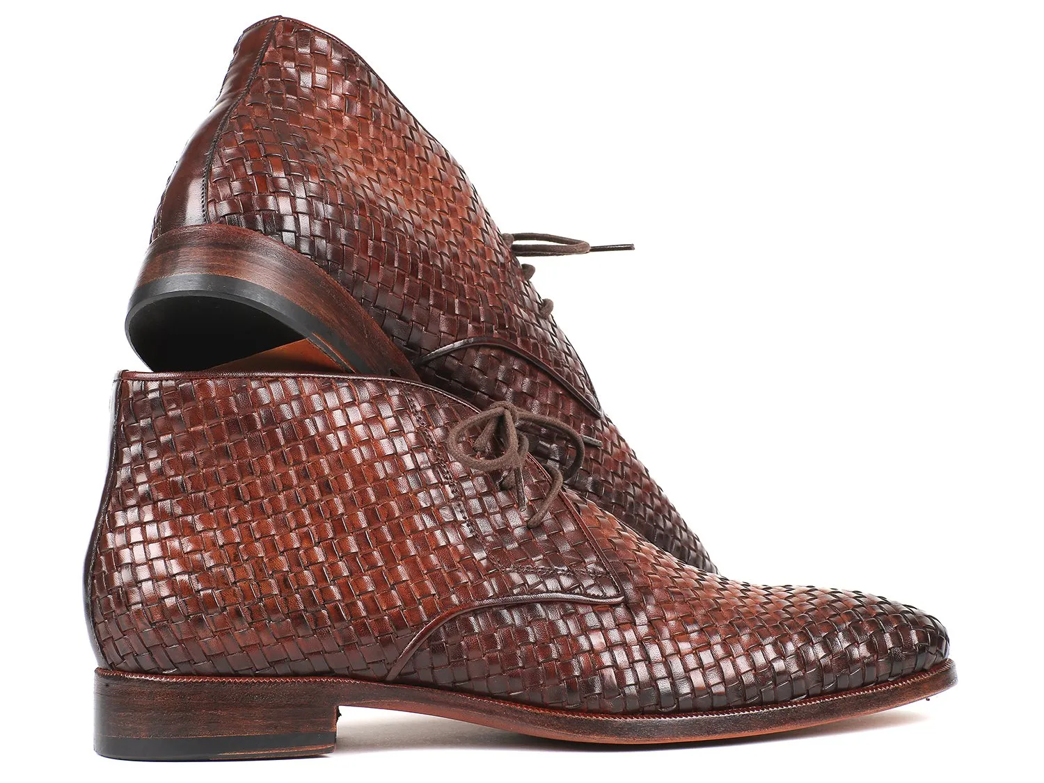 Paul Parkman Schuhe Paul Parkman Herren Gewebte Leder Chukka Stiefel in Braun