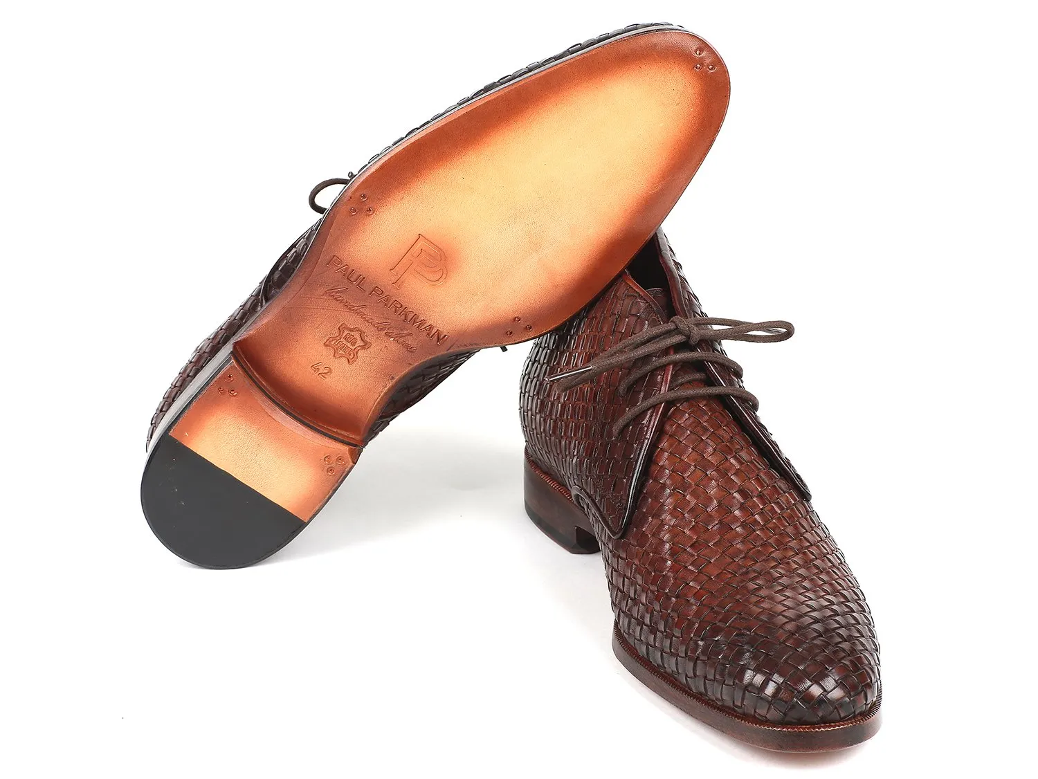 Paul Parkman Schuhe Paul Parkman Herren Gewebte Leder Chukka Stiefel in Braun