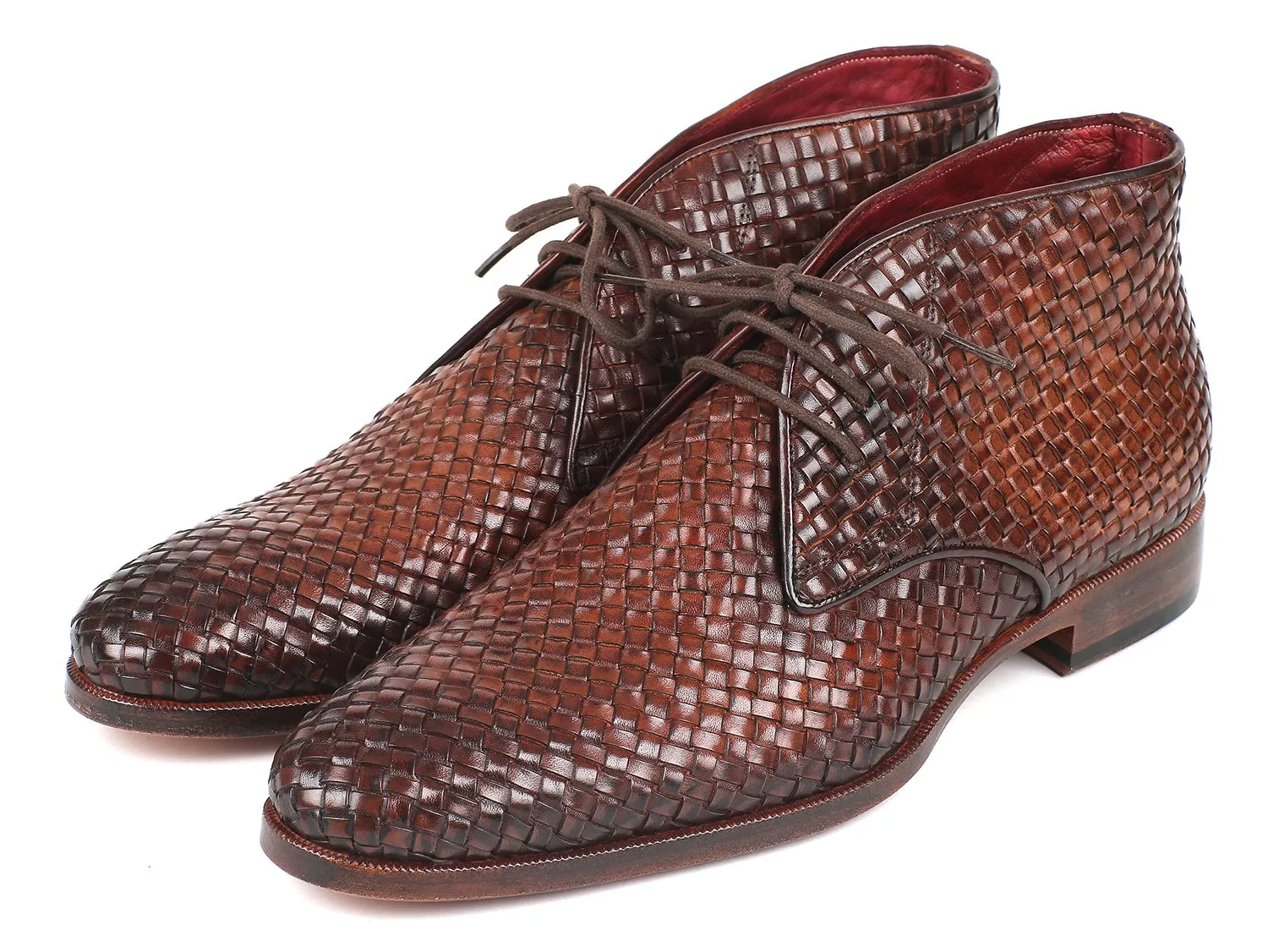 Paul Parkman Schuhe Paul Parkman Herren Gewebte Leder Chukka Stiefel in Braun