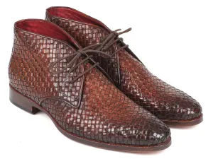 Paul Parkman Schuhe Paul Parkman Herren Gewebte Leder Chukka Stiefel in Braun