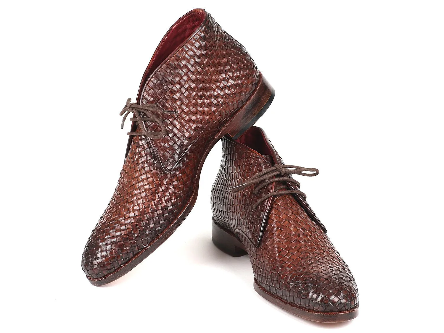 Paul Parkman Schuhe Paul Parkman Herren Gewebte Leder Chukka Stiefel in Braun