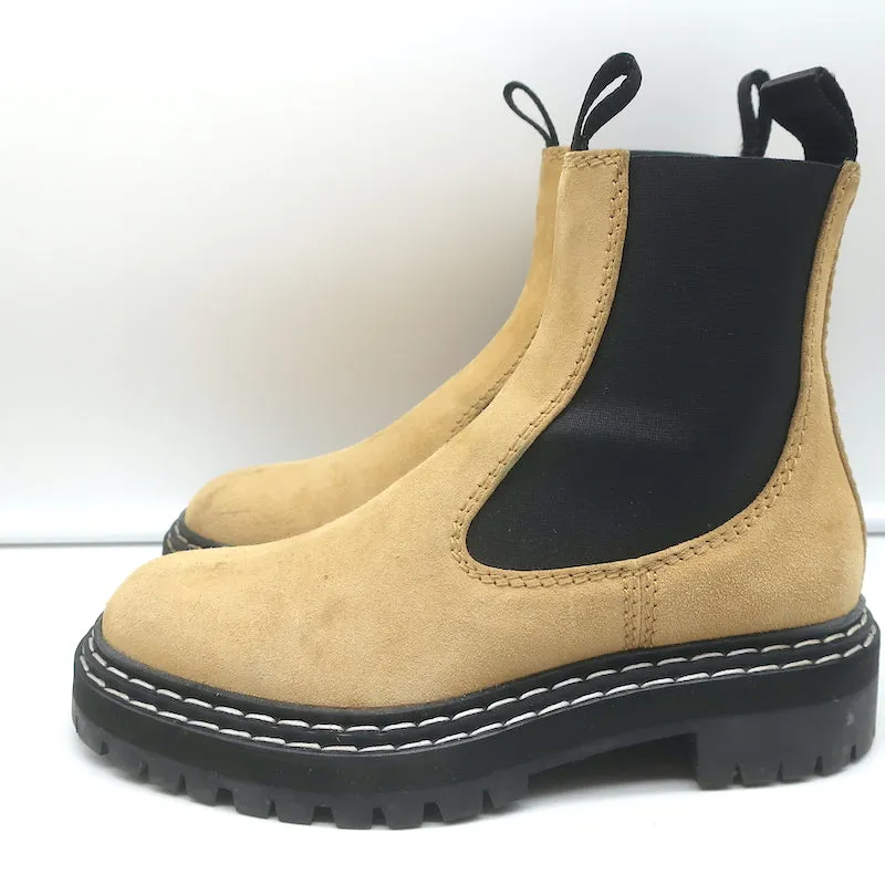 Proenza Schouler Chelsea Stiefel Beige Wildleder Größe 38.5 Plateau-Sohle Knöchelstiefel