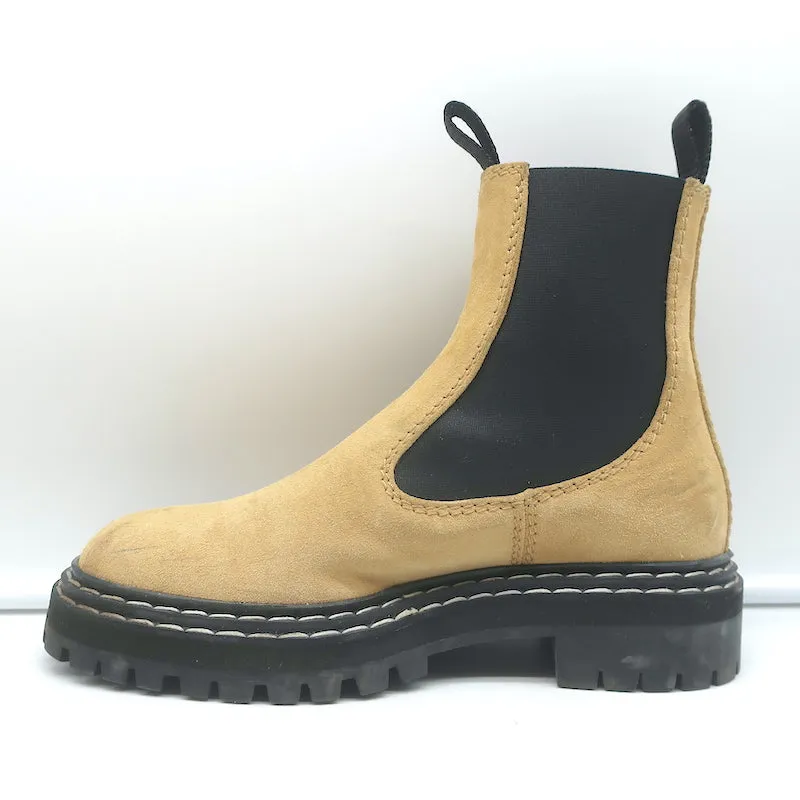 Proenza Schouler Chelsea Stiefel Beige Wildleder Größe 38.5 Plateau-Sohle Knöchelstiefel