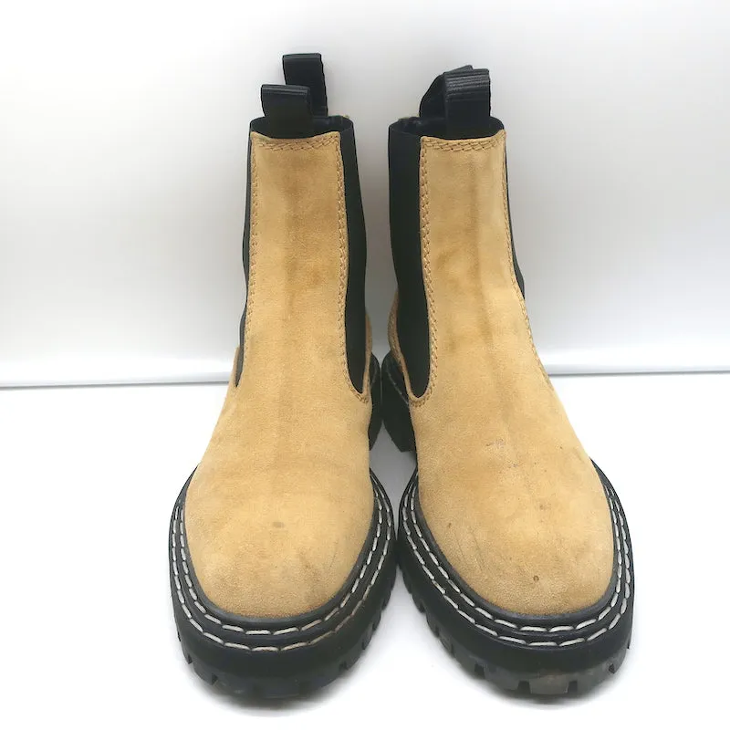 Proenza Schouler Chelsea Stiefel Beige Wildleder Größe 38.5 Plateau-Sohle Knöchelstiefel