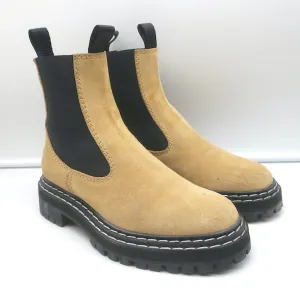 Proenza Schouler Chelsea Stiefel Beige Wildleder Größe 38.5 Plateau-Sohle Knöchelstiefel