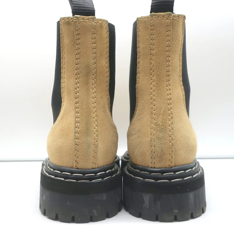 Proenza Schouler Chelsea Stiefel Beige Wildleder Größe 38.5 Plateau-Sohle Knöchelstiefel