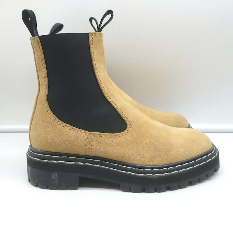 Proenza Schouler Chelsea Stiefel Beige Wildleder Größe 38.5 Plateau-Sohle Knöchelstiefel