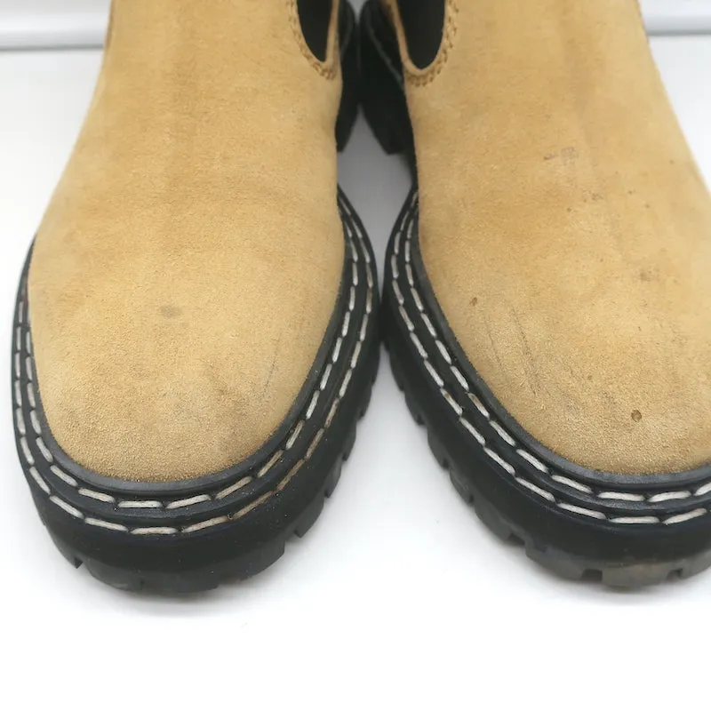 Proenza Schouler Chelsea Stiefel Beige Wildleder Größe 38.5 Plateau-Sohle Knöchelstiefel