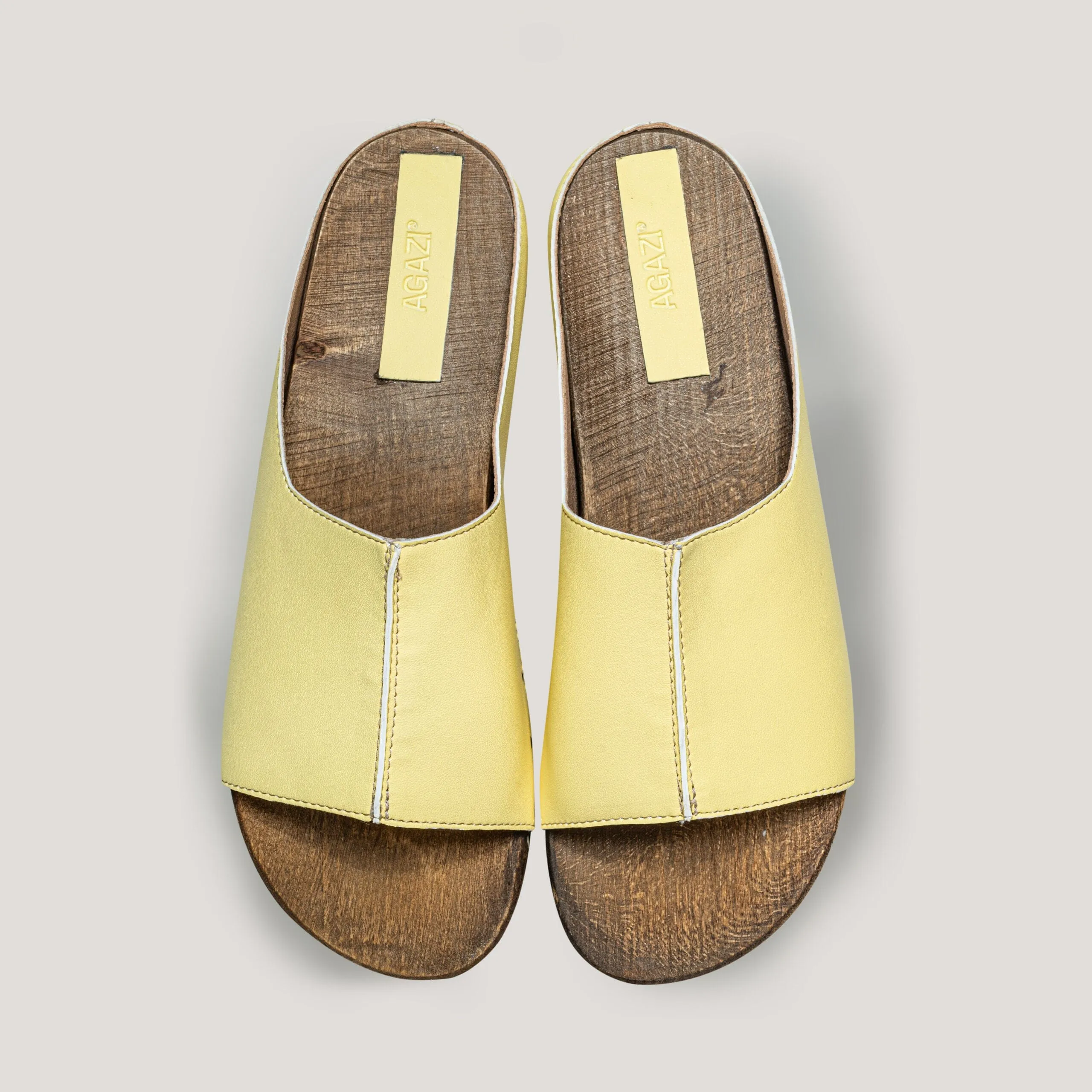 Recycelte Vegane Leder-Holz-Vegan Clogs | Gelb