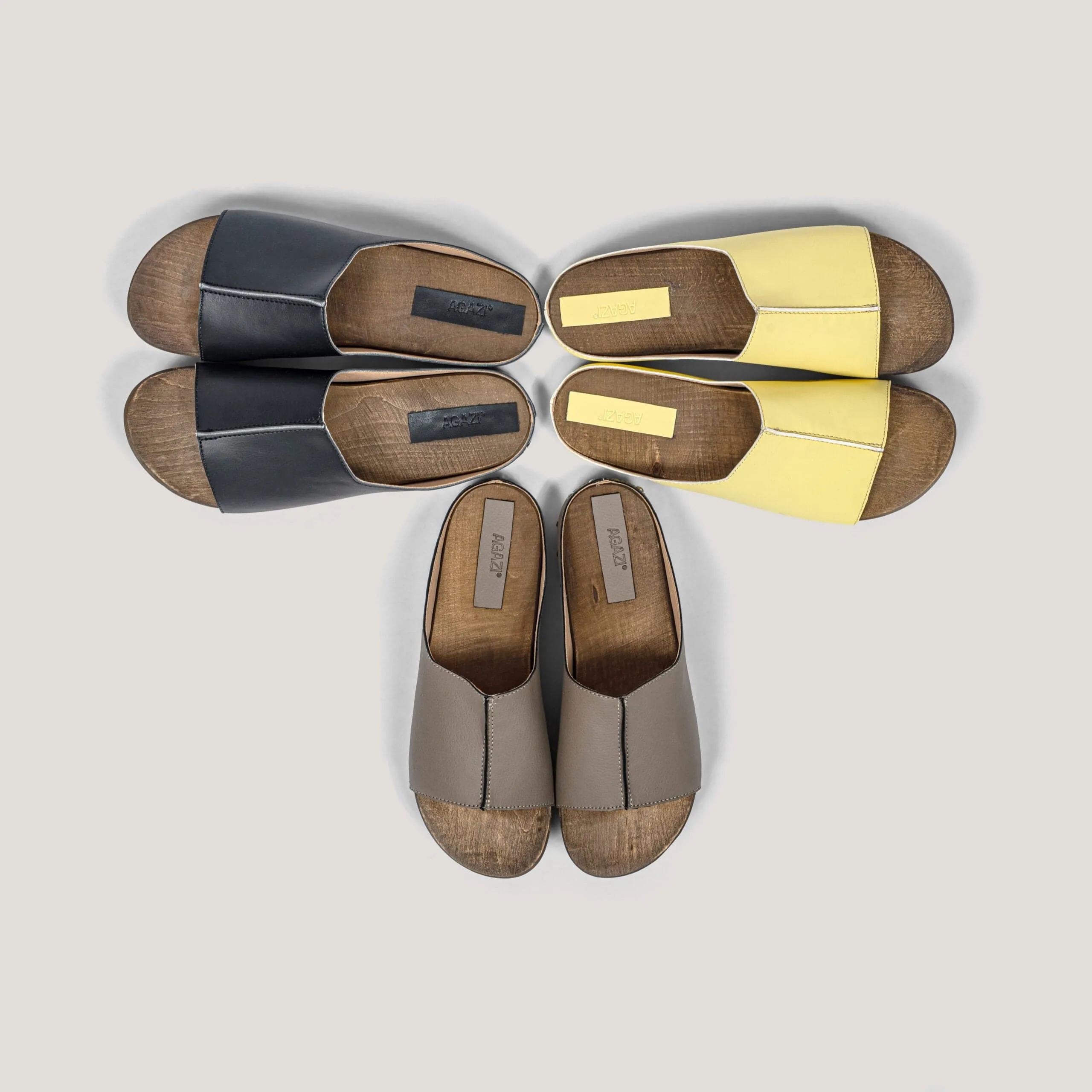 Recycelte Vegane Leder-Holz-Vegan Clogs | Gelb