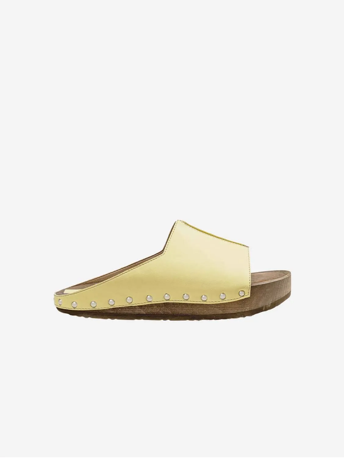Recycelte Vegane Leder-Holz-Vegan Clogs | Gelb