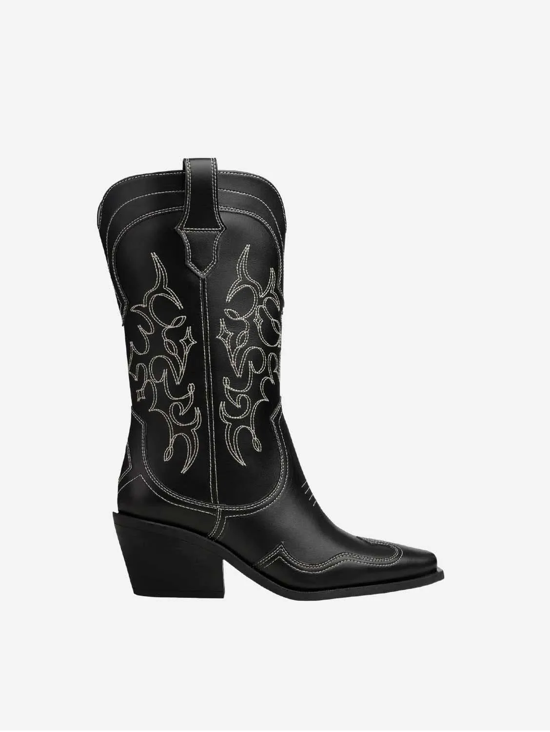 Regan II Vegane Apfel-Leder Cowboystiefel | Schwarz