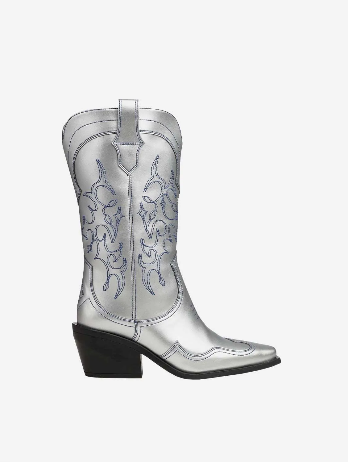 Regan II Vegane Apfel-Leder Cowboystiefel | Silber