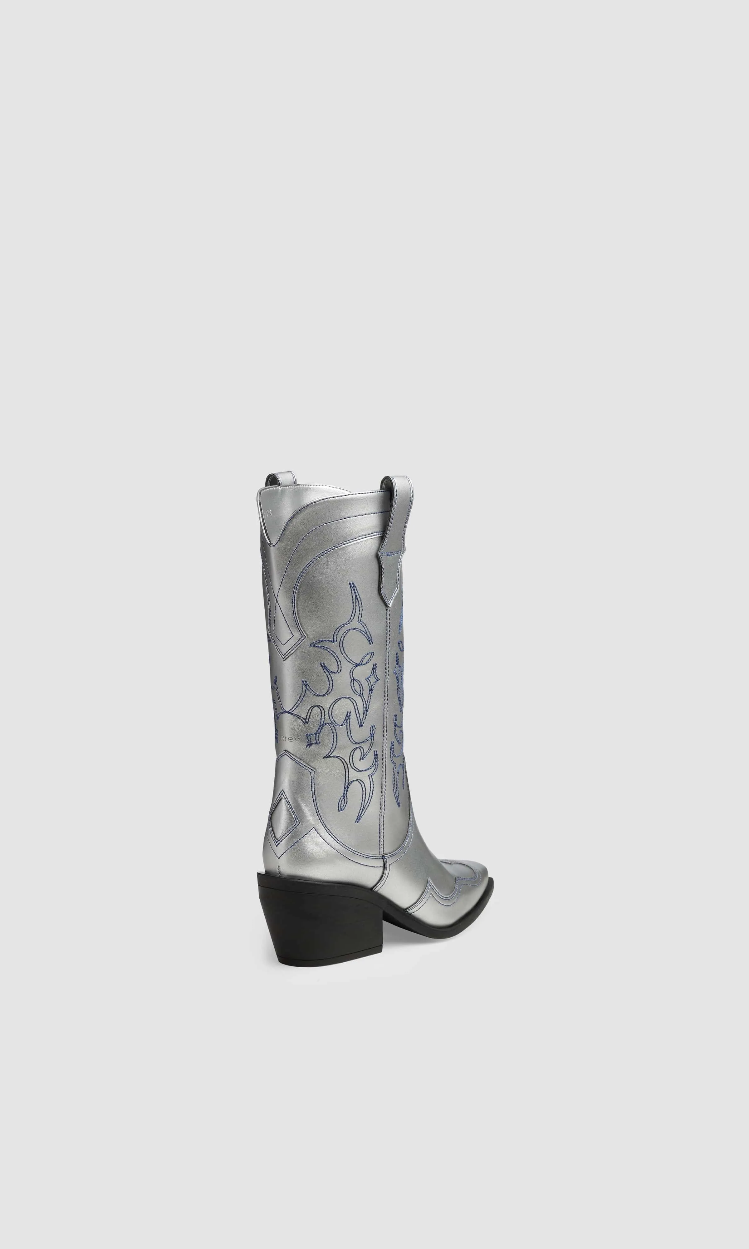 Regan II Vegane Apfel-Leder Cowboystiefel | Silber