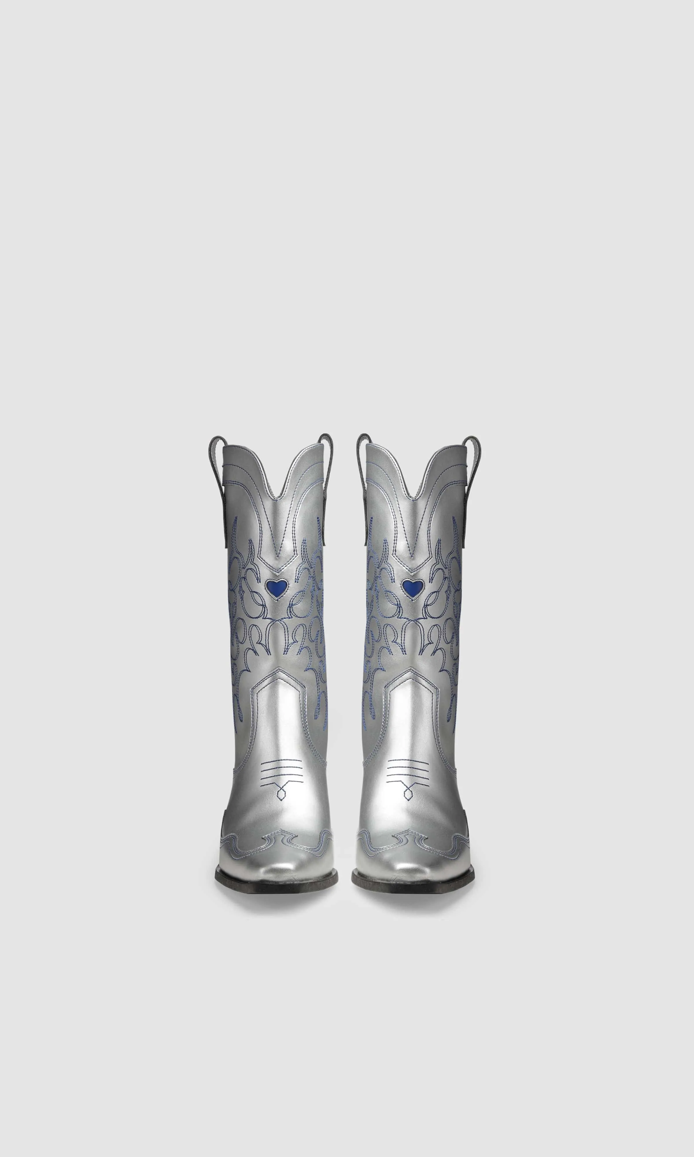 Regan II Vegane Apfel-Leder Cowboystiefel | Silber