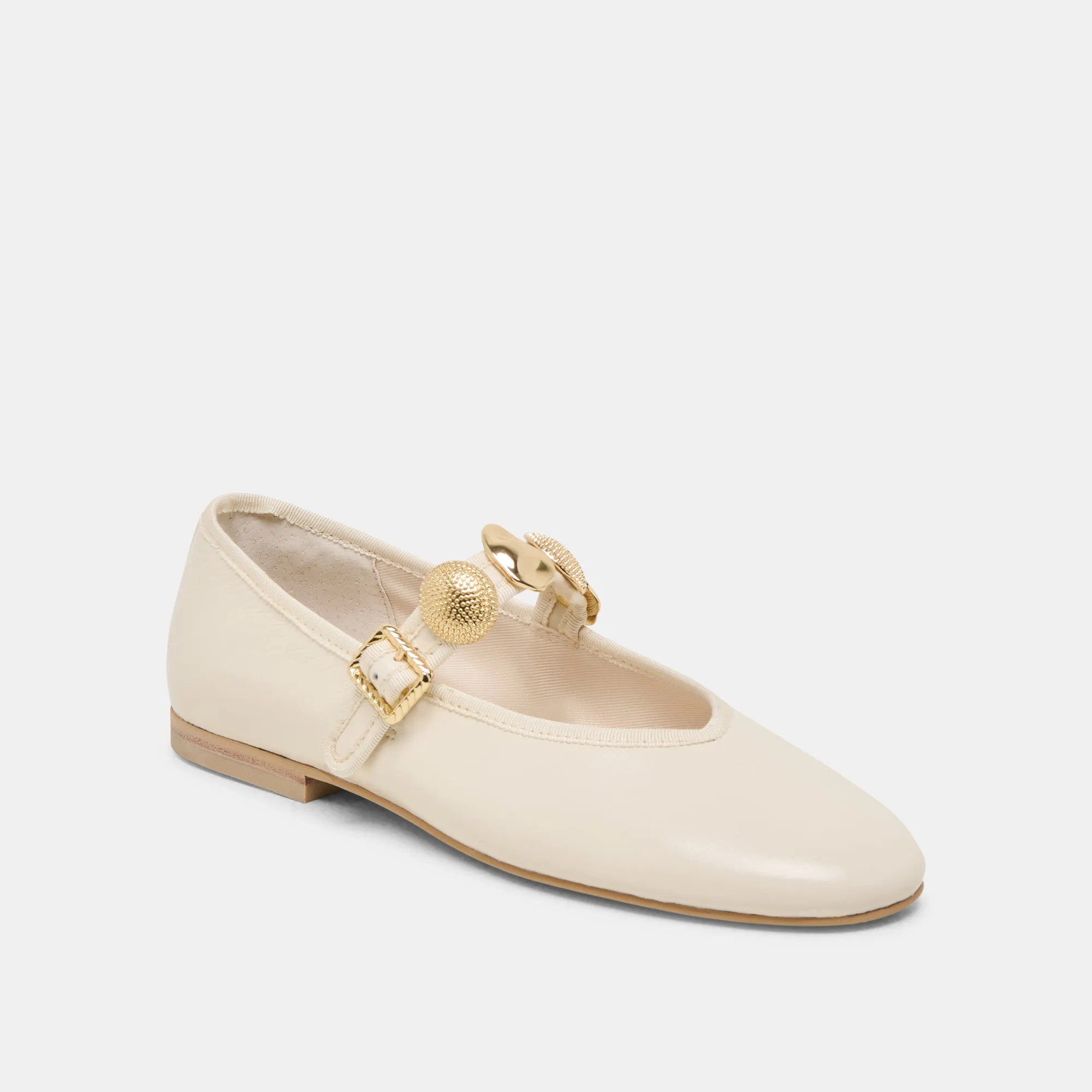 RELAN BALLETTFLATS IN OFF-WHITE LEDER