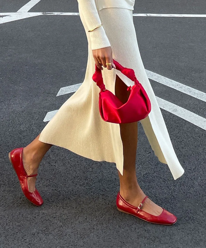 REYES BALLETFLATS ROT KREMPELNDES GLANZLEDER