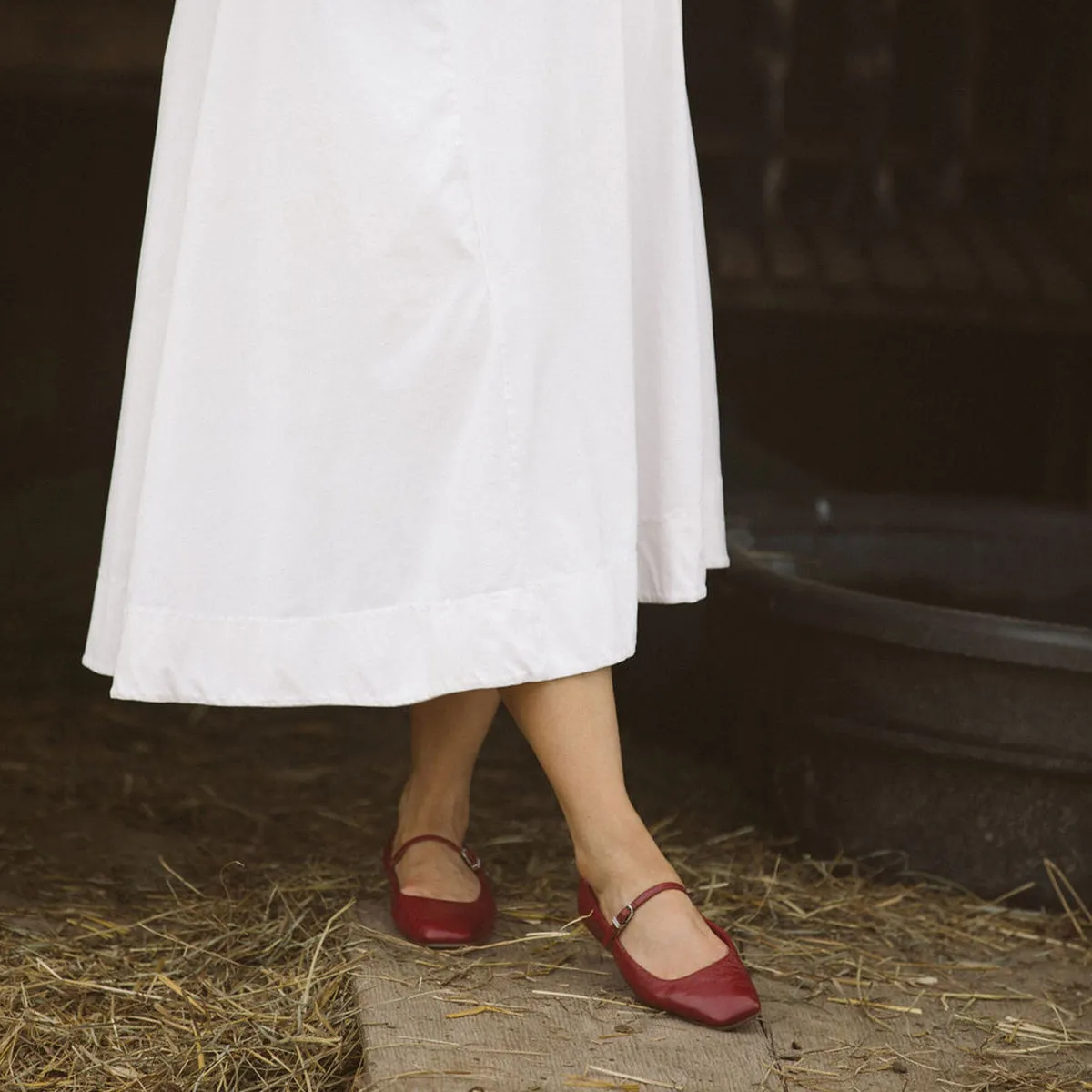 REYES BALLETFLATS ROT KREMPELNDES GLANZLEDER