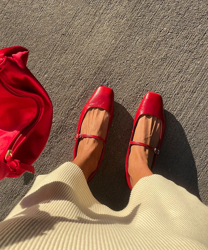 REYES BALLETFLATS ROT KREMPELNDES GLANZLEDER