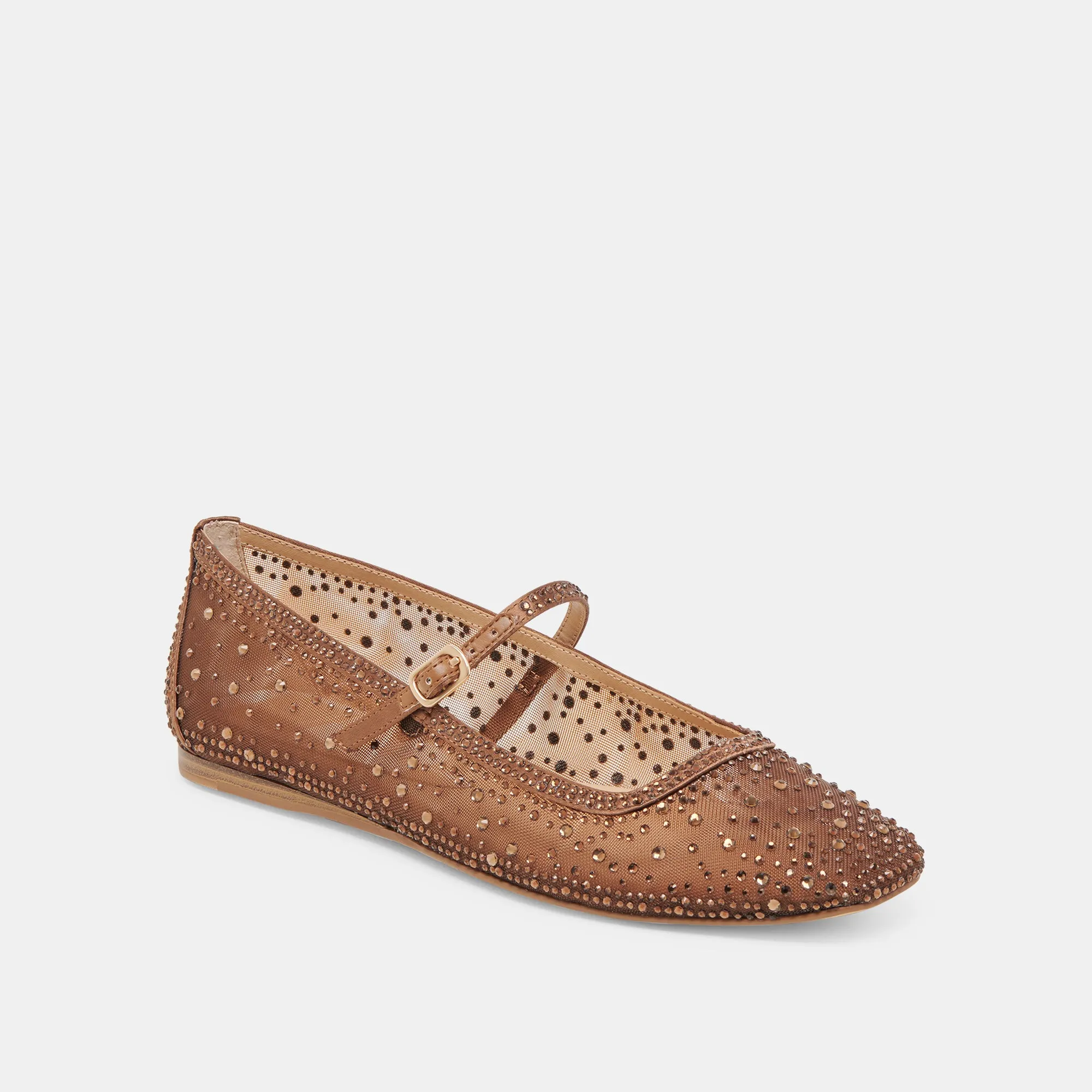 REYES CRYSTAL BALLET FLATS MITTELBRAUNES MESH