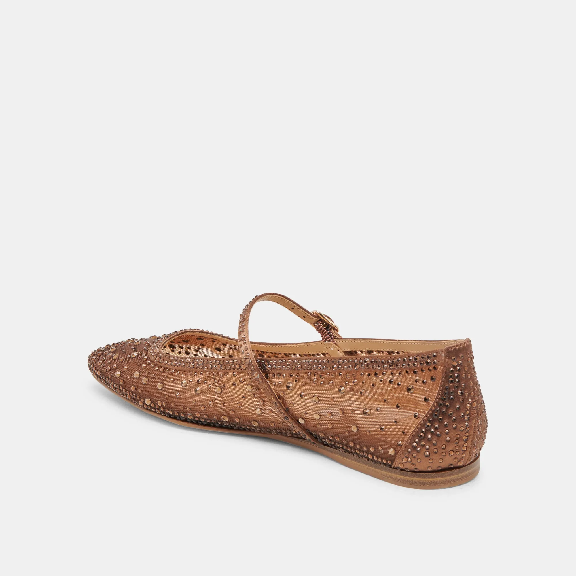 REYES CRYSTAL BALLET FLATS MITTELBRAUNES MESH