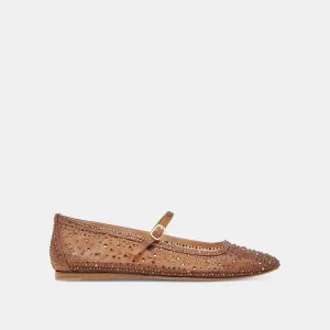 REYES CRYSTAL BALLET FLATS MITTELBRAUNES MESH