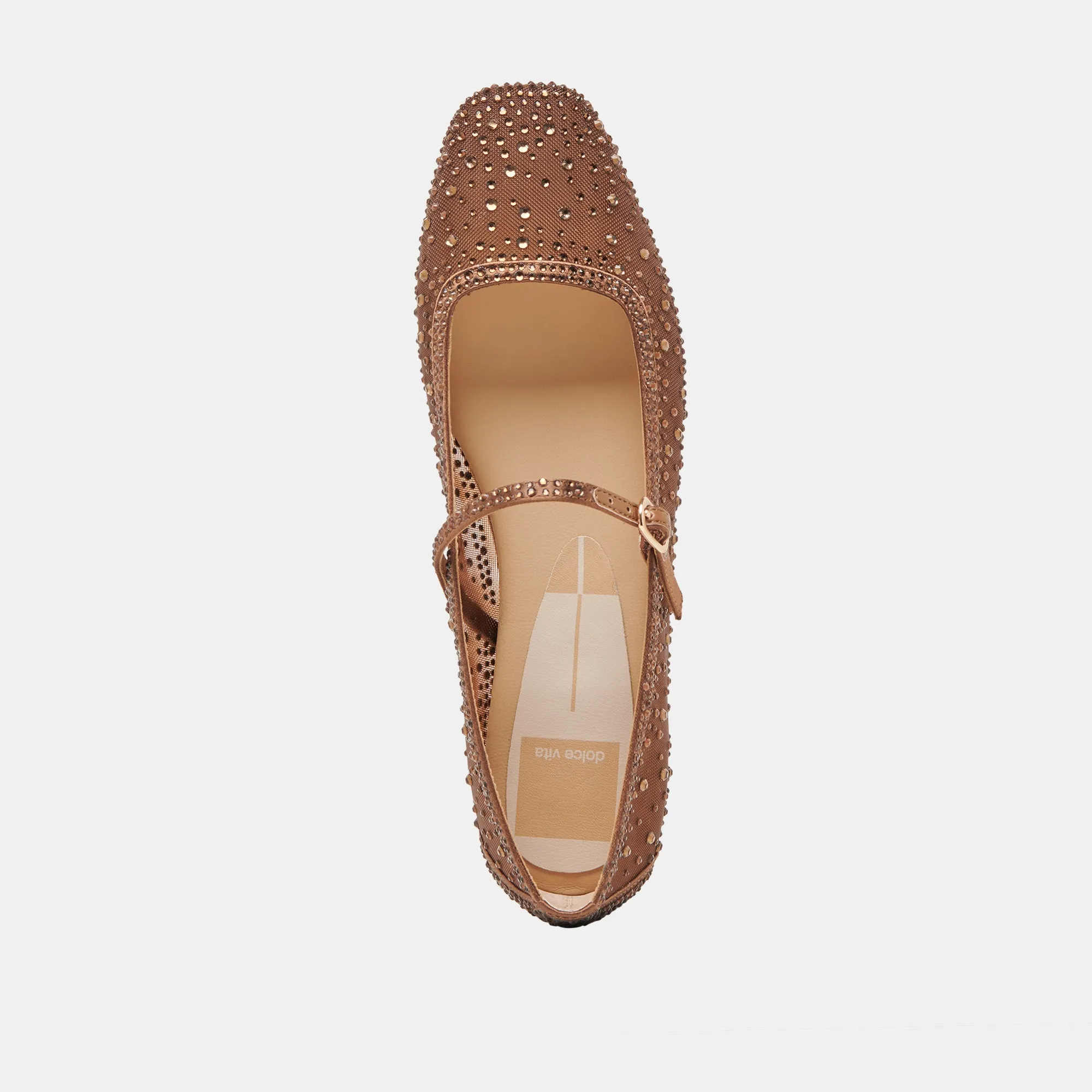 REYES CRYSTAL BALLET FLATS MITTELBRAUNES MESH