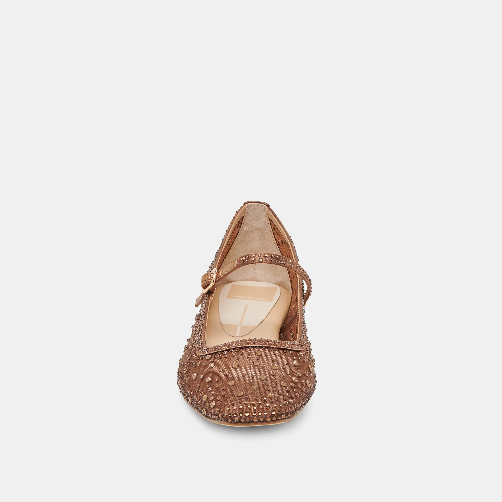 REYES CRYSTAL BALLET FLATS MITTELBRAUNES MESH