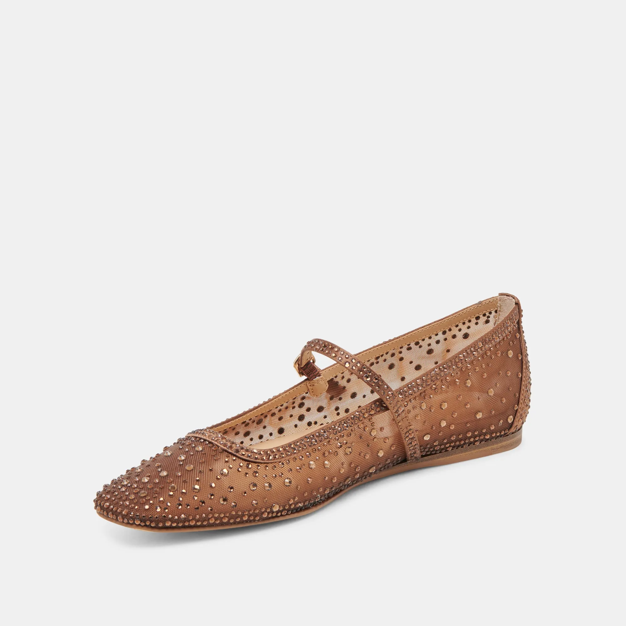 REYES CRYSTAL BALLET FLATS MITTELBRAUNES MESH