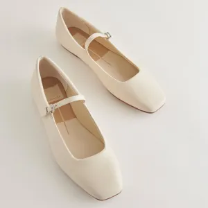 REYES BALLERINAS WEIT GESCHNITTEN IN ELFENBEIN LEDER