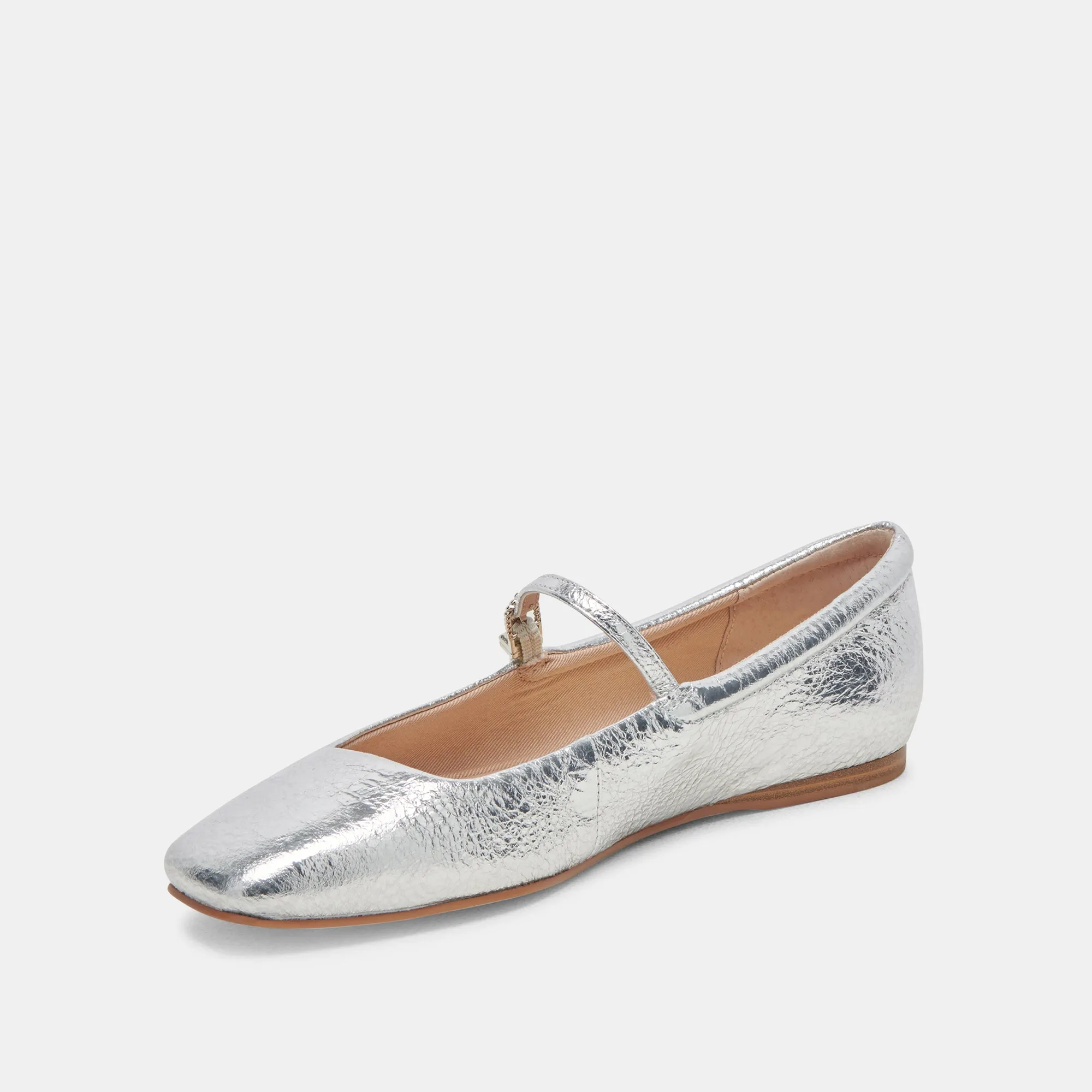 REYES BALLERINAS IN WEITER PASSFORM SILBER ANTIKE LEDEROPTIK