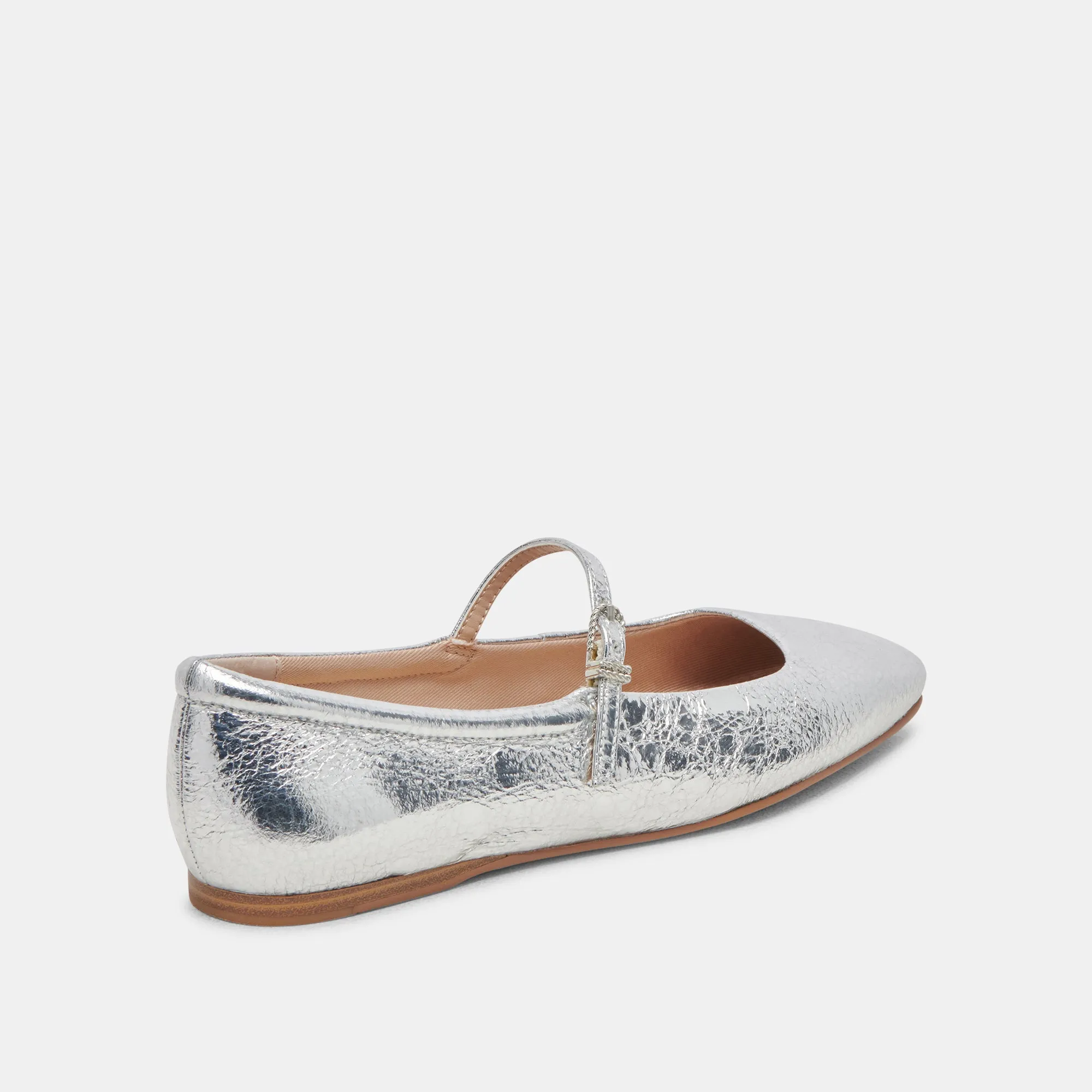 REYES BALLERINAS IN WEITER PASSFORM SILBER ANTIKE LEDEROPTIK