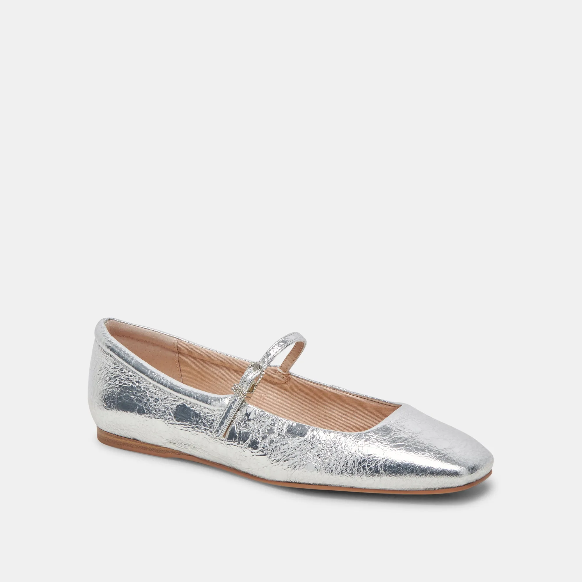 REYES BALLERINAS IN WEITER PASSFORM SILBER ANTIKE LEDEROPTIK